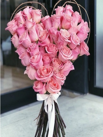 Kalp Pembe Gül Buket 5920