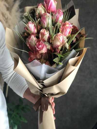 10 Adet Pembe Gül Buketi 5426